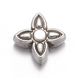 Silber Tibetische Perlen, Bleifrei und cadmium frei, Blume, Antik Silber Farbe, ca. 8.8 breit, 3.8 mm dick, Bohrung: 1 mm
