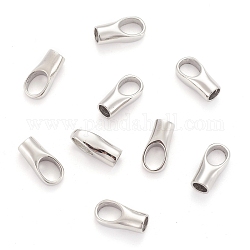 304 Stainless Steel Cord Ends, End Caps, Stainless Steel Color, 18x9x7mm, Hole: 6x8mm, 5mm inner diameter