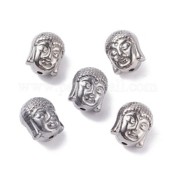 Perline in lega stile tibetano,  cadmio& piombo libero, buddha testa, platino, 10.5x8.5x8mm, Foro: 1.2 mm