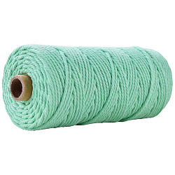Hilos de hilo de algodón de 100 m para tejer manualidades, aguamarina, 3mm, alrededor de 109.36 yarda (100 m) / rollo