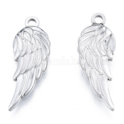 201 Stainless Steel Pendants, Wing, Stainless Steel Color, 30.5x11x2.5mm, Hole: 2mm