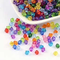 Facettierte Bicone transparente Acryl-Perlen, gefärbt, Mischfarbe, 6 mm, Bohrung: 1 mm, ca. 4300 Stk. / 500 g