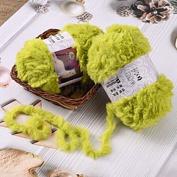 Polyester & Nylon Yarn, Imitation Fur Mink Wool, for DIY Knitting Soft Coat Scarf, Yellow Green, 4.5mm