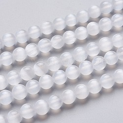 Brins de perles de sélénite naturelles, ronde, 6~6.5mm, Trou: 0.9mm, Environ 64 pcs/chapelet, 15.55 pouce (39.5 cm)