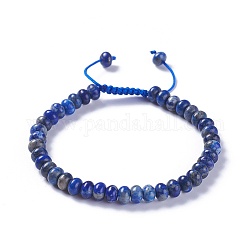 Nylon ajustable pulseras de abalorios trenzado del cordón, de abalorios de lapislázuli naturales, 2-1/4 pulgada ~ 2-7/8 pulgadas (5.8~7.2 cm)
