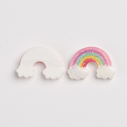 Cabuchones de resina, con polvo del brillo, para la fabricación de la joya, arco iris, colorido, 17x26x4.5mm
