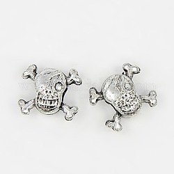 Antique Silver Acrylic European Beads, Pirate Style Skull, Antique Silver, 12x14x8mm, Hole: 4mm, about 1170pcs/500g