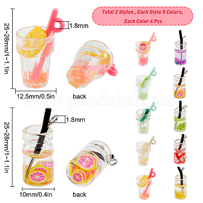 Resin Bubble Tea Bottle Charm With Eye Pin 28mm X 10 Mm 