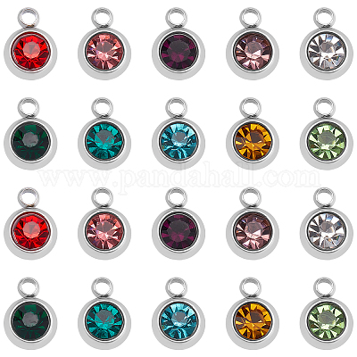 Round Crystal Charms Small Birthstone Pendants DIY Bracelet