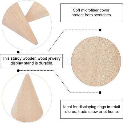 Espositore Anelli Baguier 3 Coni in Legno Grezzo - 5146