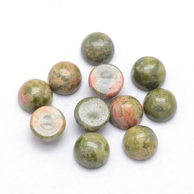 Cabujones unakite naturales&nbsp;G-P393-R31-6mm-1