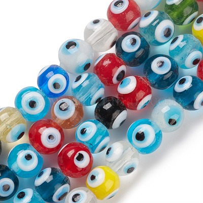 Multicolor Evil Eye Beads, Full Strand, Evil Eye Beads for