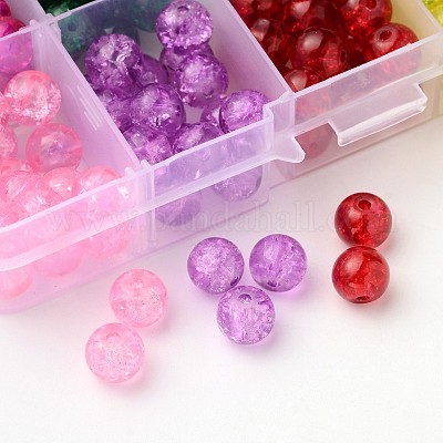 Assorted Colors 4mm Round Crackle Glass Beads (5 Strands)