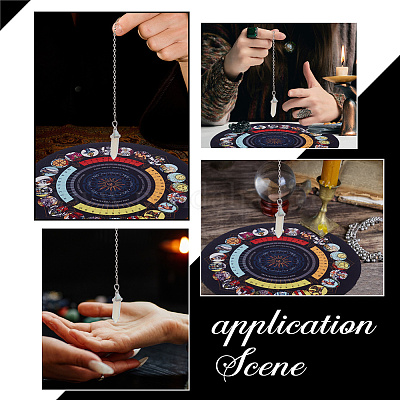 Tavola a pendolo a stella Tavola da divinazione in legno Supporto in legno per tarocchi Carta a forma di luna Fornure artigianali per streghe per principianti  15