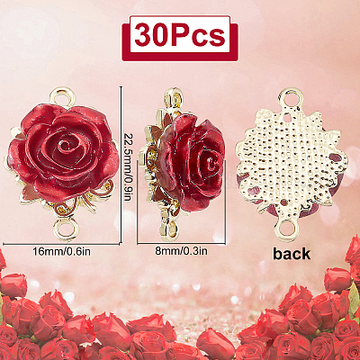  SUNNYCLUE 1 Box 30Pcs Rose Charms Flower Charm