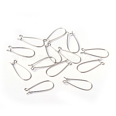 Brass Hoop Earring Wires Hook Earring Making Findings, Lead Free, Cadmium  Free and Nickel Free, Platinum, 20~21 Gauge, 33x14x0.7~0.8mm