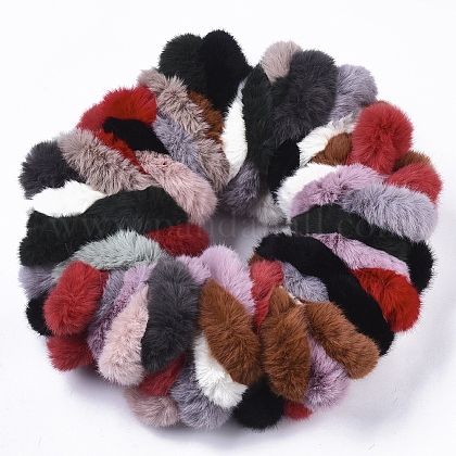 女の子ヘアアクセサリー フェイクミンクファー弾性ヘアネクタイ ポニーテールホルダー ミックスカラー 80x35mm 内径 40ミリメートルの通販 Jp Pandahall Com