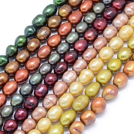Fili di perle d'acqua dolce coltivate naturali tinte PEAR-L021-08-01-1