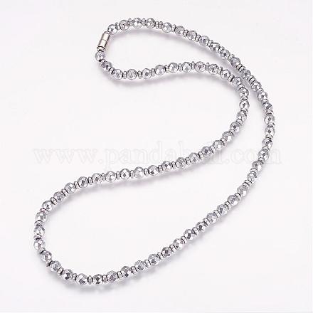 Non-magnetic Synthetic Hematite Beaded Necklaces NJEW-P154-07-1