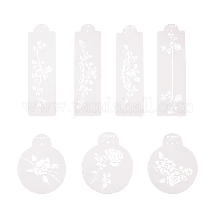 Pochoirs en plastique de pulvérisation de fleurs PH-DIY-G005-37-1