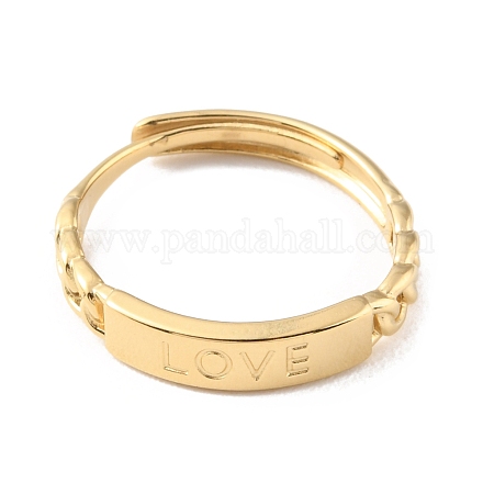 304 rettangolo in acciaio inossidabile con anelli regolabili con parola amore per San Valentino RJEW-D002-39G-1
