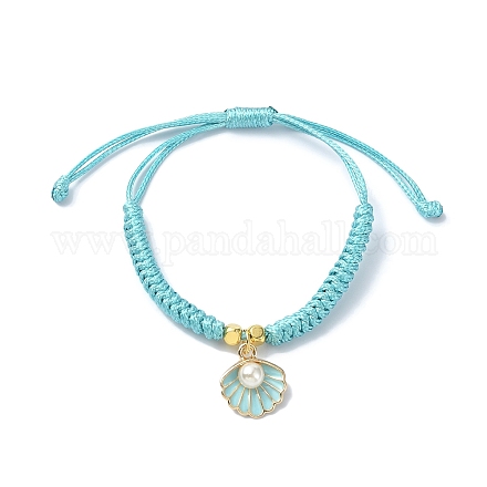 Braccialetti con pendente in lega smaltata a forma di conchiglia con perla imitazione in plastica abs BJEW-JB09882-02-1