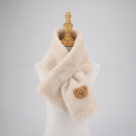 Polyester Faux Rabbit Fur Boys Girls Adjustable Neck Warmer Scarf COHT-PW0001-33G-1