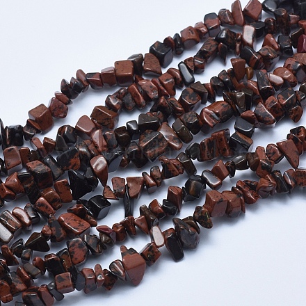 Chapelets de perles en obsidienne d'acajou naturel G-E446-27B-1