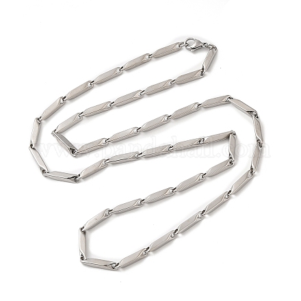 201 collana con catena a maglie rettangolari in acciaio inossidabile NJEW-Q316-01D-P-1