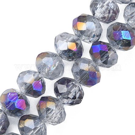 Transparent Crackle Electroplate Glass Beads Strands EGLA-T008-028-B04-1