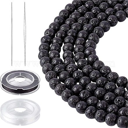 Nbeads 8 hebras perlas de lava natural juego de agujas de hilo DIY-NB0003-60-1