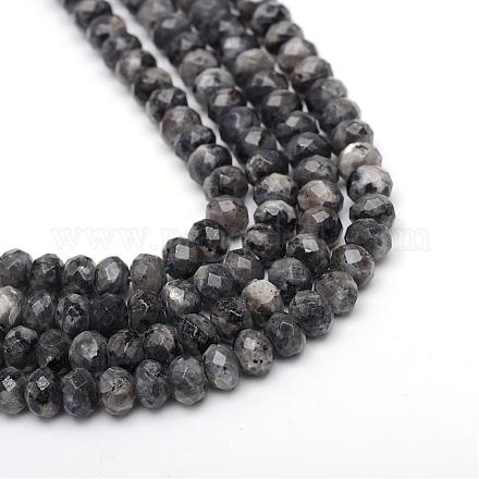 Facettierte Rondelle gefärbte natürliche Sesam Jaspis / Kiwi Jaspis Perlenstränge G-R343-6x8-20-1