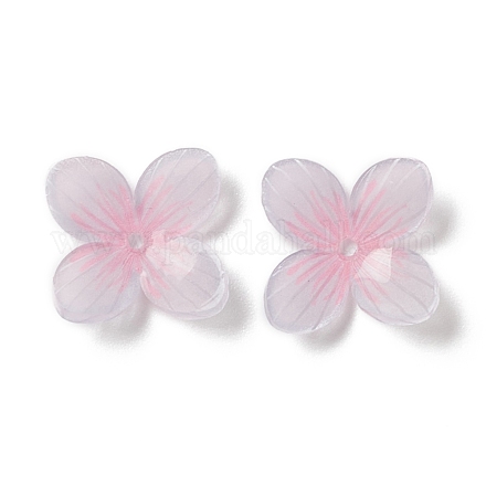 不透明樹脂ビーズキャップ  4花びら  花  ピンク  15.5x15x4mm  穴：1.2mm RESI-L035-13-1