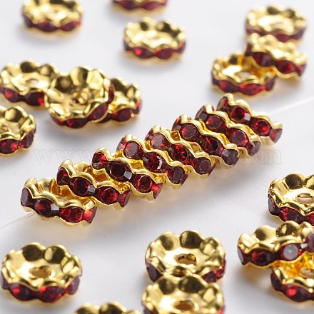 Golden Plated Flat Round Brass Acrylic Rhinestone Spacer Beads RB-J556-01G-1