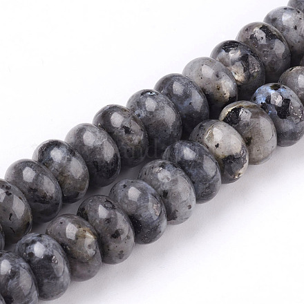 Brins de perles de larvikite naturelle/labradorite noire G-O162-07-6x10mm-1