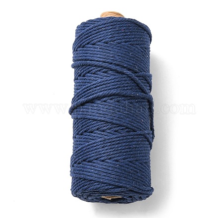 工芸品の編み物用の綿糸  ダークスレートブルー  3mm  約109.36ヤード（100m）/ロール KNIT-PW0001-01-01-1
