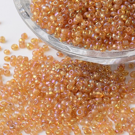12/0 Transparent Rainbow Plated Round Glass Seed Beads SEED-K003-2mm-M13-02-1