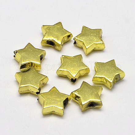 メタリックは、星のアクリルビーズをメッキ  ゴールドカラー  11x11x4mm  穴：1mm  約2050個/500g PACR-O002-01-1