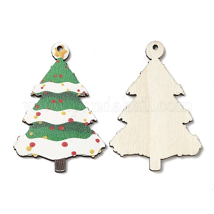 Grandi pendenti in legno stampato natalizio a faccia singola WOOD-D025-41-1