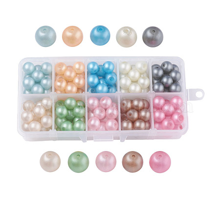Perlas de vidrio pintado en aerosol opaco de 10 color DGLA-JP0001-06-10mm-1