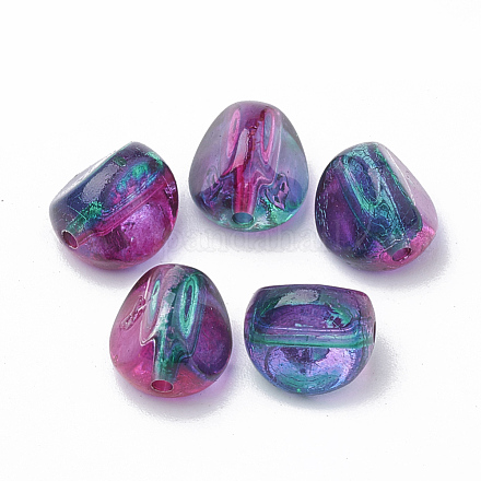 Two Tone Transparent Spray Painted Acrylic Beads ACRP-T005-35-1