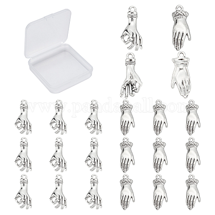 SUNNYCLUE 1 Box 40Pcs 2 Styles Antique Silver Hand Pendant Mini Alloy OK Gesture Vintage Charms Bulk Tibetan Style Fingers Lucky Pendants for Jewelry Making Charms Bracelets Findings TIBE-SC0001-45-1