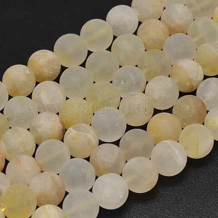 Frosted Round Natural Citrine Beads Strands G-K068-08-12mm-1