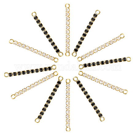 SUPERFINDINGS 12Pcs 2 Colors Brass Micro Pave Cubic Zirconia Links Connectors Rectangle Bar Jewelry Connectors Pendants 41x3mm Golden Edge Connector Charms for DIY Earring Jewelry Making KK-FH0004-50-1