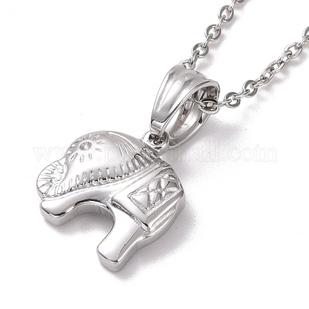 304 Stainless Steel Elephant Pendant Necklace for Women STAS-E154-22P-1