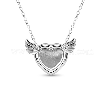 Shegrace trefilado corazón con alas excelente rodio plateado 925 collares con colgante de plata de ley JN232A-1