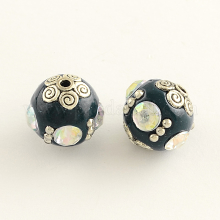 Round Handmade Rhinestone Indonesia Beads IPDL-Q036-22-1