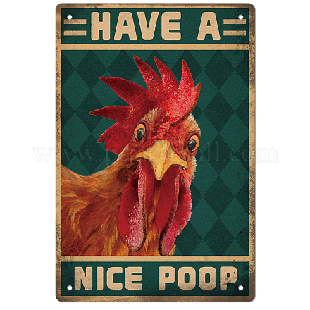 GLOBLELAND Funny Chicken Head Vintage Metal Tin Sign Art Plaque Poster Retro Metal Wall Decorative Tin Signs 8×12inch for Home Kitchen Bar Coffee Shop Club Decoration AJEW-WH0189-076-1