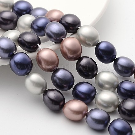 Fili di perle di perle conchiglia ovale lucidate BSHE-F013-09-1