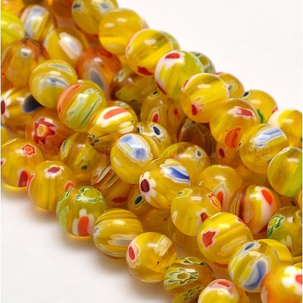 Round Millefiori Glass Beads Strands LK-P002-22-1